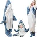 Quincunx Wearable Shark Blanket Hoodie Onesie Adult & Kids, Shark Sleeping Bag,Cozy Soft shark blanket adult Shark Costume.M