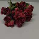 12 pcs Roses Artificial Flowers Vintage Burnt Red Rose 20" Faux Silk Roses Bouquet with Long Stem for Wedding Party Floral Centerpieces Decoration (Vintage Red)