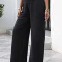 Sampeel Wide Leg Pants Woman High Waist Trousers with Pockets Casual Lounge (Black), Size 2XL