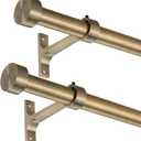 2-Pack Curtain Rod for Windows 28-48",Adjustable Window Curtain Rods with Premium Aluminum End Cap Finials and Full Surround Brackets,3/4"(0.062Feet) Diameter,Antique Bronze Drapery Rods for Curtains
