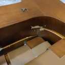 CangLong Bar Stool Set of 2, Counter Stool with PU Leather Woven Straps Seat & Back, Wooden Frame Bar Chair 24" Seat Height for Kitchen Island & Pub, Walnut+Brown