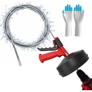 Drain Auger 25Ft Plumbing Snake Drain Snake, Toilet Auger Toilet Snake Drain Clog Remover, Hair Clog Remover with Drill Adapter for Kitchen Bathroom Shower Sink