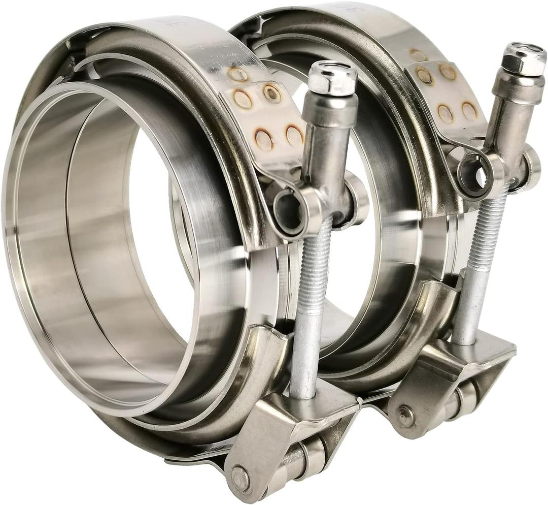 2 X 3 inch Quick Release V Band Clamp with Male Female Flanges 304 Stainless Steel for Turbo Downpipes, 2 Pack