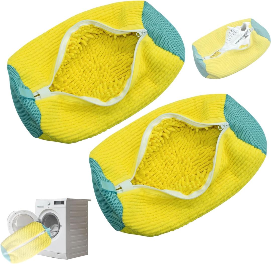 Shoe Washing Machine Bag, Sneaker Cleaning Laundry Reusable Shoe Bag for Washer and Dryer 2PCS for All Shoes (Yellow)