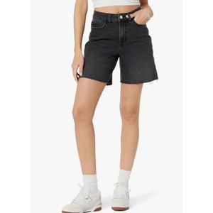 The Drop Women's Mari Long Relaxed Denim Short Faded Black, 30
