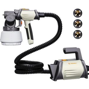 Tilswall Paint Sprayer 800W HVLP Spray Paint Gun, Electric Paint Sprayer Gun with 4 Nozzles & 3 Patterns for House Painting Furniture Cabinets Fence Home Walls Shark 800 (White, 1300 ml)