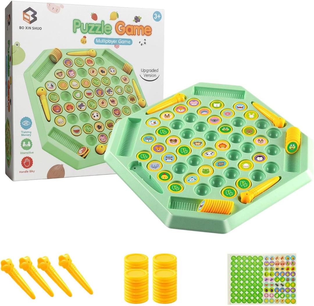 2 x Flip Chess Memory Game,52PCS Fruit Flip Board GameMemory Matching Game Flipping Chess Match Board Game Party Travel Desktop Puzzle Strategy Games for Kids and Adults