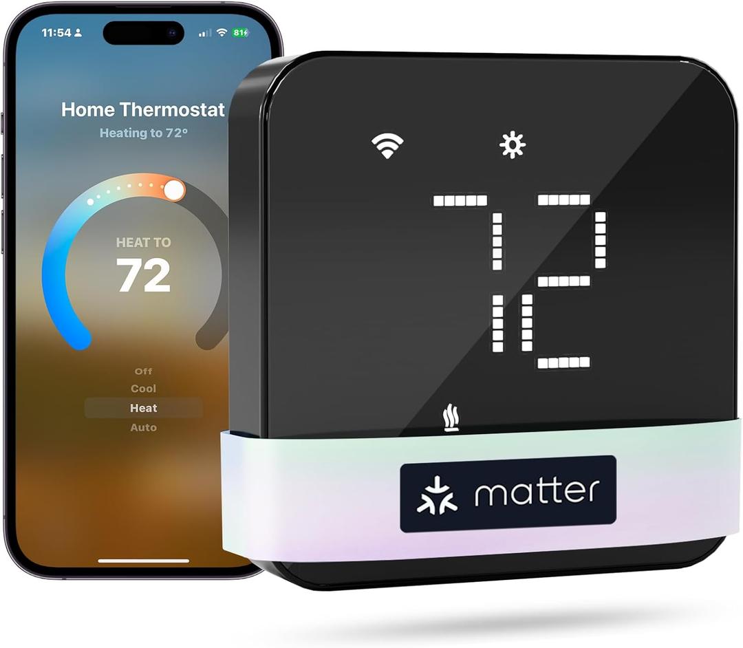 Meross Smart Thermostat for Home, WiFi Thermostat Works with Matter, Alexa, Apple Home, Google Assistant, App & Voice Control, 7x24h Scheduling, Energy Saving, C-Wire Required