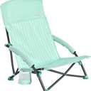 SUNNYFEEL Folding Low Camping Beach Chair 2 Pack, Portable Backpacking Chairs with Cup Holder,Carry Bag Compact & Heavy Duty for Adults 300 LBS for Outdoor Picnic Fishing Sand Lawn, 22.44 inches x 22.05 inches x 27.76 inches