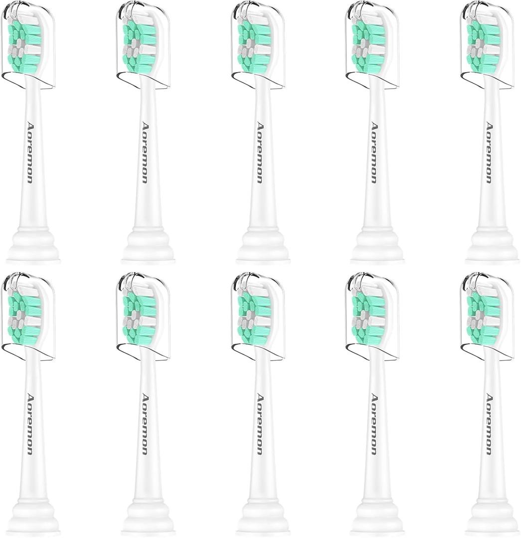 Aoremon Toothbrush Replacement Heads for Philips Sonicare Replacement Heads - Standard Toothbrush Head Compatible with Most Phillips Sonicare Click-on Electric Toothbrushes (White - 10 Count)