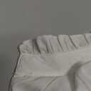 Women's Summer Tops 2025 Casual Ruffle V Neck Puff Short Sleeve Button Down Shirts Embroidered Blouses (X-Large, Apricot White)