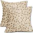Brown Floral Pillow Covers 18x18 Set of 2 Vintage Rustic Old Style Cute Small Flower Brown Cream Print Decorative Outdoor Pillowcases Farmhouse Throw Cushion Case Decor for Couch Sofa Bed