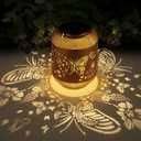 2 Pack Solar Lanterns Outdoor Waterproof Birthdays Gifts for Women Mom Grandma Metal Hanging Hollow Out Garden Decorative Solar LED Light for Yard, Patio, Lawn, Porch, Backyard (Butterfly)