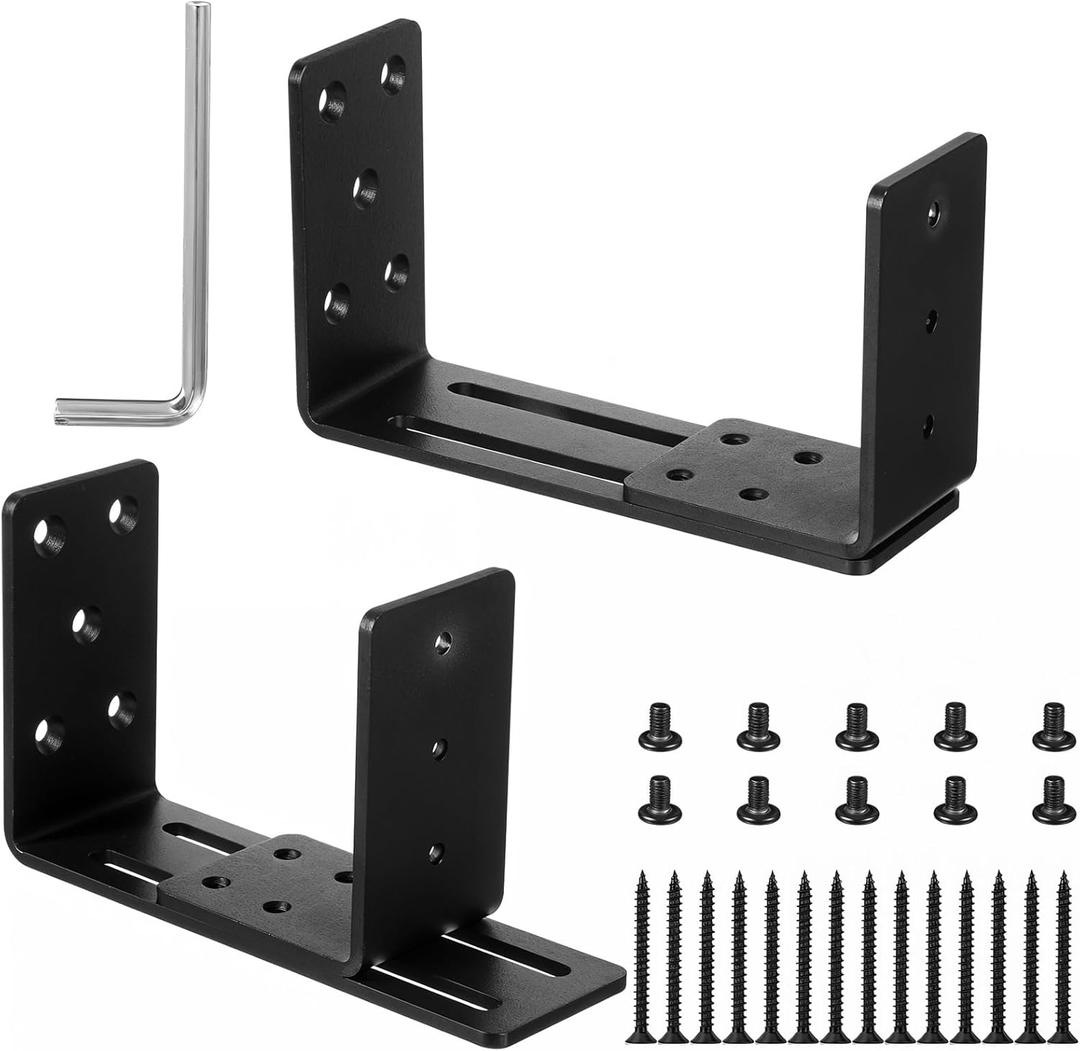 Adjustable Door Barricade Brackets, 2 x Door Security Brackets, Drop Open Bar Holder for Security Door, U Bracket Door Barricade Security Bar Bracket for Outswing Inswing Doors Gates 2x4