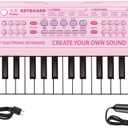 Kids Piano Keyboard - 37 Keys Keyboard Piano Musical Toys with Microphone, Dual Speaker, Piano Toys Birthday Gifts for 3 4 5 6 7 8 Year Old Girls (Pearly Pink)