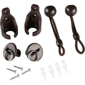 Bungee Kit and End Cap Coolaroo Replacement Parts Roller Shades Outdoor/Indoor Roller Up Blinds Shade Tie Downs(Bungee kit and Pull Ring end caps, 1 Pack, Brown)
