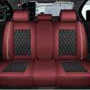 SanQing Car Seat Covers Full Set, Super Luxurious Heavy Universal Duty Waterproof Leather Automotive Vehicle Cover for Cars SUV Pick-up Truck, Non-Slip Seat Pink Car Accessories (Full Set/Wine Red)