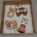 Wooden Montessori Toys, 5-Piece Wooden Baby Toys, Koala Wooden Baby Rattle, Fox Stacking Ring Baby Toys, Little Fox Wooden Baby Push and Pull Toys,Newborn Baby Gift Sets for Boys and Girls