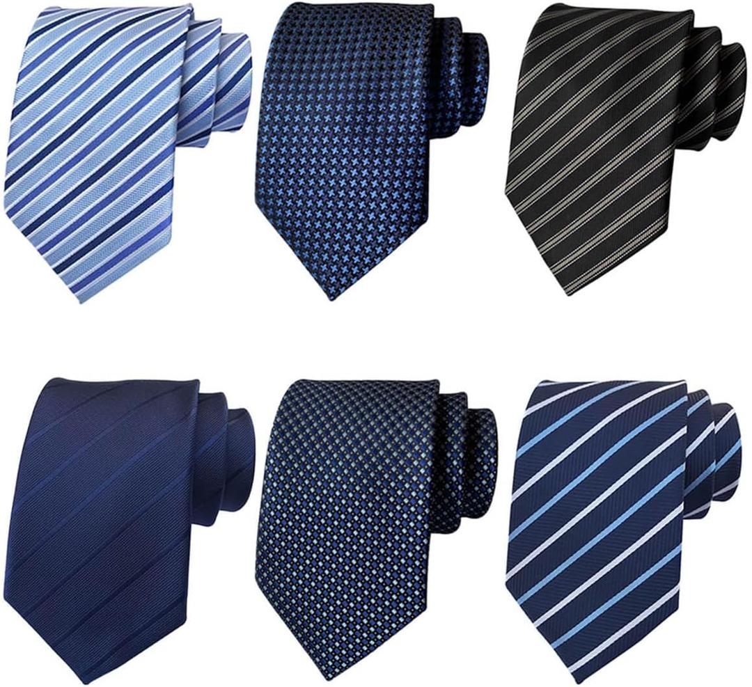 Adulove Extra Long Ties for Men Big and Tall Neckties Woven Jacquard Classic Neck Tie Business Wedding (XL-63", Multicolore) 6 Pack