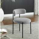 Meridian Furniture 880Grey-C Beacon Collection Modern | Contemporary Boucle Fabric Upholstered Dining Chair with Matte Black Metal Frame, 22" W x 21" D x 30" H, Grey, Set of 2