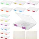 12 PCS Clear A4 A5 File Boxes, Plastic Paper Organizer with Color Buckles and 54 Labels, Stackable Magazine Protector Cases, Transparent Document Case for Office, School, Home