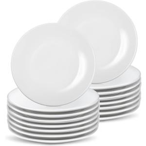 Ceramic Dessert Plates Set of 16, 6 Inch White Appetizer Plates, Round Small Plate for Cake Snacks, Porcelain Serving Plate for Appetizers, Microwave Oven and Dishwasher Safe (16 Pcs)