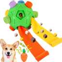 Dog Snuffle Ball-Interactive Puzzle Dog Toys Encourage Natural Foraging Skills Slow Feeder for Training and Stress Relief, Cloth Strip Hiding Food Chew Toys with Squeaky Carrot Toy for Any Size (Green)