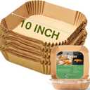 10 Inch Largest Square Air Fryer Disposable Paper Liner, XXL 100Pcs Air Fryer Parchment Liners for 8QT or Bigger Air Fryer, Non-stick, Food Grade Baking Paper for Frying, Roasting and Microwave