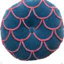 18 Inches Round Cotton Pillow with Tufted Scallop Pattern, Navy Blue and Pink, Standard