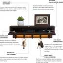 24" Wall Mounted Coat Rack with LED Light, Hidden Storage & 5 Hooks