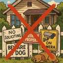2 x 4-in-1 Funny Metal Sign for Porch  No Soliciting, Private Property, On Camera, Beware of Owner  Durable Weatherproof Aluminum Plaque for House Door or Yard, 712 Inch