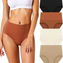 Women's Seamless Underwear High Waisted Tummy Control No Show Panties Full Coverage Stretch Briefs 4 Pack Size Medium