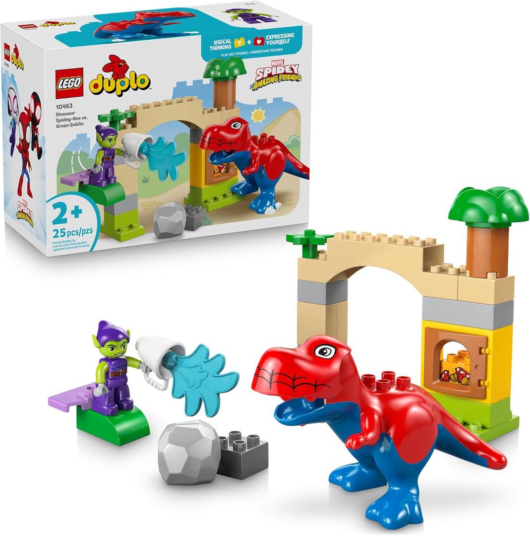 LEGO DUPLO Marvel Dinosaur Spidey-Rex vs. Green Goblin Building Toy for Toddlers - Spidey and His Amazing Friends Toys for Boys & Girls, Ages 2+ - Gifts for Kids - 10463