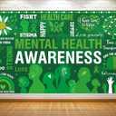Mental Health Awareness Month Photo Booth Backdrop Green Ribbon May Motivational Decoration School Classroom Background Banner Wall Decor,3.6ft x 5.9ft