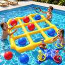 Max Fun 2 Pack Inflatable Pool Games Set, Giant Floating Tic-Tac-Toe & Cross Ring Toss, Fun Pool Toys for Kids Teens Adults, Summer Backyard Pool Party Supplies