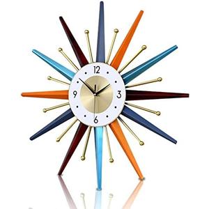 FIELDY Large Wall Clock 22 Inch Mid Century Wall Clocks Starburst Clock Non Ticking Battery Operated 3D Wall Clocks Home Décor for Living Room, Kitchen, Dining Room, Bedroom