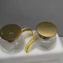 Glass Pitcher with Lid, 2Pcs Elegant Heat Resistant Cold 2 Lite Brew Pitchers for Fridge Hot Cold Water Coffee Milk Lemonade BeverageVertical StripesLemonade Beverage