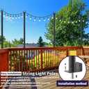 8 Pack String Light Poles for Deck,5 Ft String Light Poles for Outside with Fixing Clips,Metal Poles for Outdoor String Lights, Hanging Light Poles for Fence Garden Backyard Wall Bistro (8 PACK)