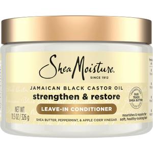 SheaMoisture Jamaican Black Castor Oil Leave In Conditioner 100% Pure Jamaican Black Castor Oil For Damaged Hair to Soften and Detangle Hair 11.5 oz