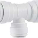 John Guest Speedfit 3/8 Inch x 3/8 Inch x 1/4 Inch OD Reducing Tee, Push to Connect Plastic Plumbing Fitting, PP30121208WP