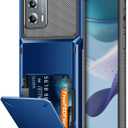 COOYA for Moto G 2023 Case Wallet 5 Credit Card Holder Slot Flip Cover Wallet Case Back Pocket Dual Layer Protective Hard Shell TPU Rubber Bumper for Moto G 2023 Blue