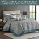 Madison Park Reversible Jacquard Quilted King Bedspread Set Teal, 5pc, Oversized King