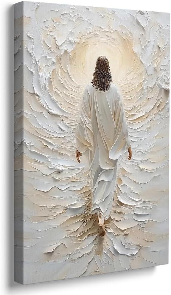 Reateforin Jesus Walking on Water Canvas Wall Art Modern Religious Wall Art Christian Gift Trendy Christian Living Room Home Decor Christ Print Jesus Artwork Posters Nursery Decor 12"X16" (12x16 inch (30*40cm))