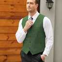 COOFANDY Men's Casual Business Vests Lightweight Waistcoat Slim Fit Suit Vest (Green, M)