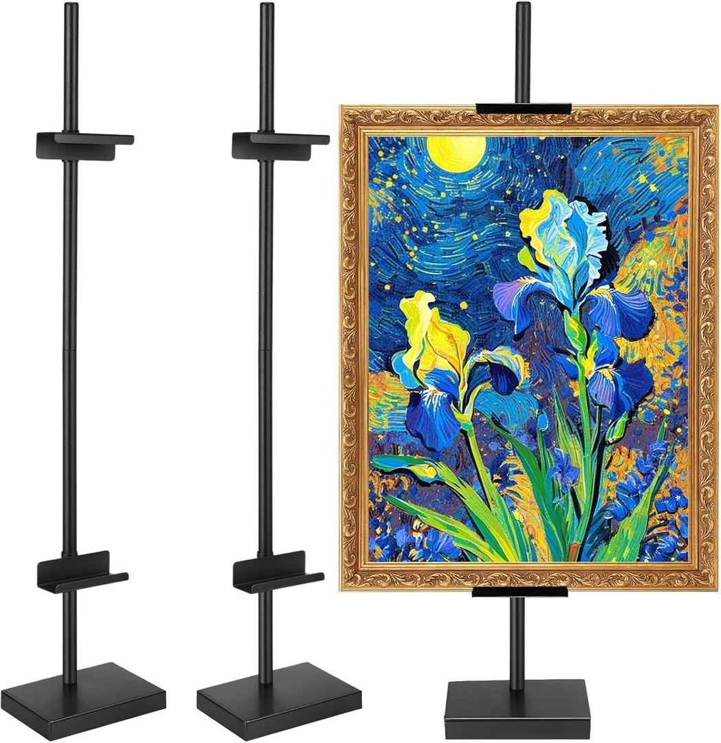 Wenqik 2 Pack Adjustable Tabletop Easel Stand Metal Picture Frame Stand Table Art Easels for Display Adjustable Picture Holder for Photo, Signs, Canvas(Black,30 Inch)