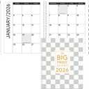 Big Print 2026 Date Calendar Daily Plan Organizer Large Print Calendar 2026 for People with Visually Impaired, Low Vision and Seniors (Green,Plaid)