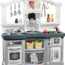 Step2 Fun with Friends Kids Kitchen Playset, Indoor/Outdoor Kitchenette with Lights & Sounds, Durable Plastic, 25-Piece Toy Accessories, Toddlers 2+ Years, Gray