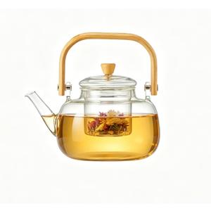Borosilicate Glass Teapot with Infuser, 34oz/1000ml Stovetop Safe Glass Tea Kettle for Loose Leaf Tea, Lead-Free Clear Tea Pot for Blooming Tea, Heat Resistant Teapots Dishwasher Safe