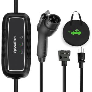 Level 1+2 EV Charger, 16Amp 110-240V, Portable SAE J1772 Electric Car Chargers, Plug-in EV Charging Station for Home,21 Ft Level 2 Charger Cable NEMA 6-20Plug(Tesla Need Adapter)