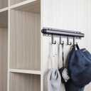 BaiNong 12 inch Valet Rod for Closets Pull Out Closet Valet Rod Slide Out Black Pull Out Clothes Hanger With 4 Hooks